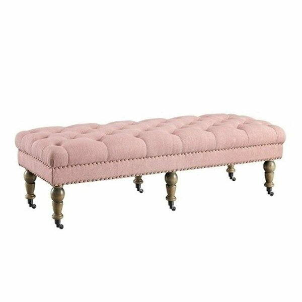 Linon Home Dcor 62 in. Isabelle Washed Pink Linen Bench 368254PNK01U